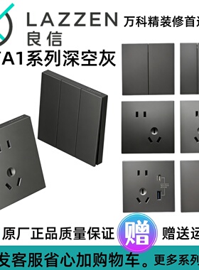 Nader良信开关插座A1深空灰单控双联五孔一开空调电脑USB家用面板