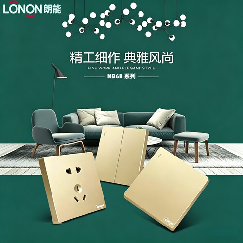 LONON/朗能金色五孔开关插座面板