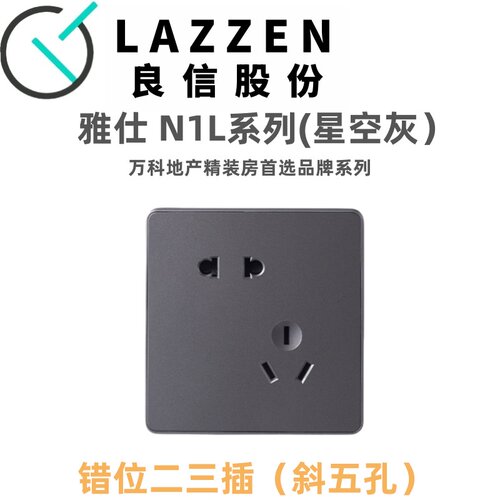 Nader/良信星空灰五孔开关插座