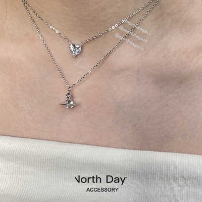 Adhoc Passion南极雪少女心s925纯银爱心高碳钻项链锁骨链