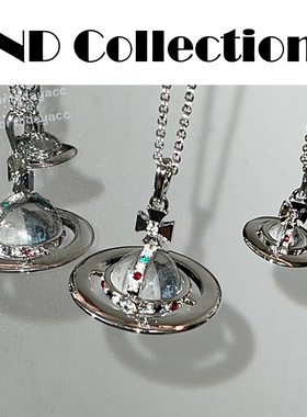 高版本 大小号彩钻立体透明球土星orb夸张毛衣链项链锁骨链