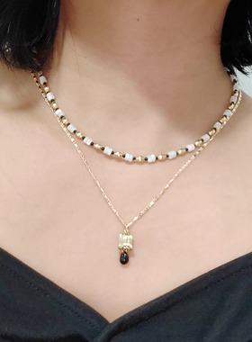 黑玛瑙神秘甜酷黑金叠戴链