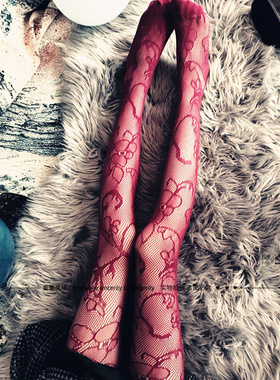 彩色丝袜情调性感诱惑花纹千禧黑丝辣妹蕾丝薄款丝袜y2k紫色90s女