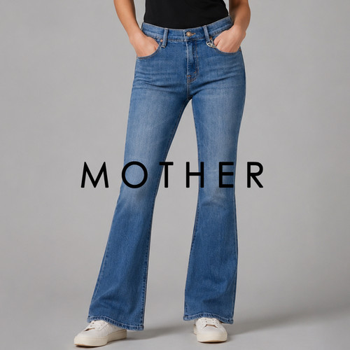 代购mother高腰修身喇叭牛仔长裤