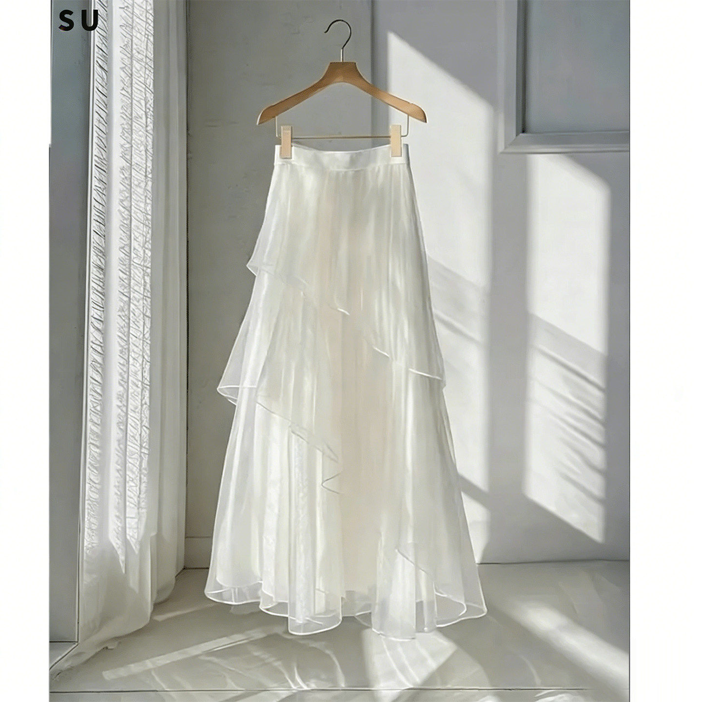 白色A字半身裙女2026年夏季大码胖mm高腰遮胯显瘦中长款网纱裙子