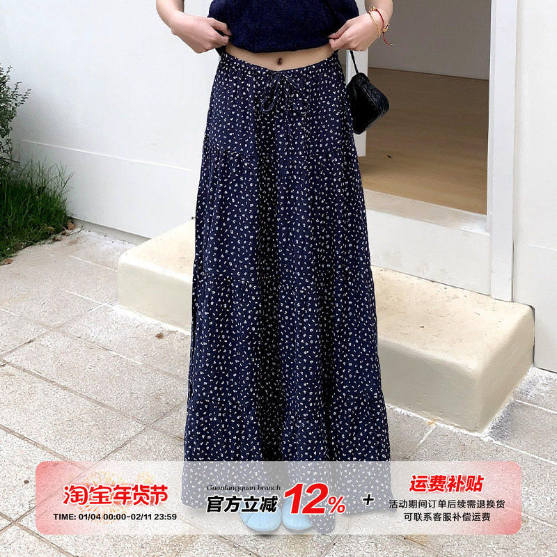 橘子树在哪儿韩系碎花半身裙女春秋款设计感显瘦气质百搭a字裙子