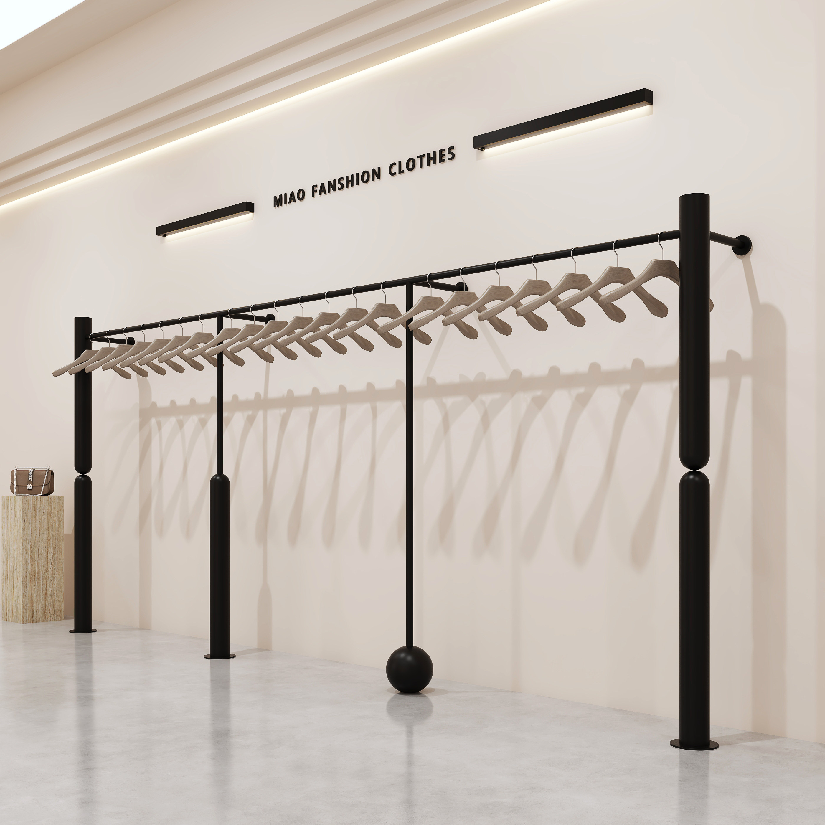 服装店展示架黑色陈列架落地式挂衣架上墙壁挂男女童装店专用货架