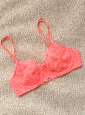 超薄蕾丝无海绵薄罩杯文胸有钢圈欧美性感蕾丝内衣70CD75D80BC