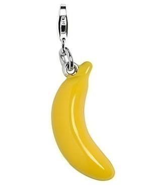 3D立体黄色搪瓷珐琅香蕉吊坠挂坠子时尚首饰品925银坠饰转运礼物