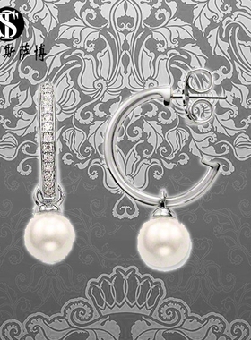 白色正圆简约贝壳珍珠925银耳环耳坠女气质超仙网红托马斯萨博