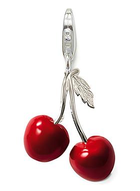 3D立体红色搪瓷珐琅樱桃吊坠挂坠子托马斯首饰925银坠饰转运礼物