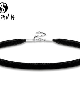 黑色丝绒项圈项绳颈绳可串珠挂吊坠托马斯萨博时尚个性首饰品配件