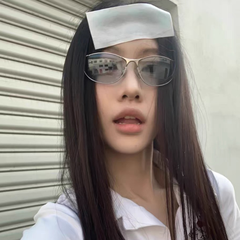墨镜Y2K金属墨镜复古女猫眼