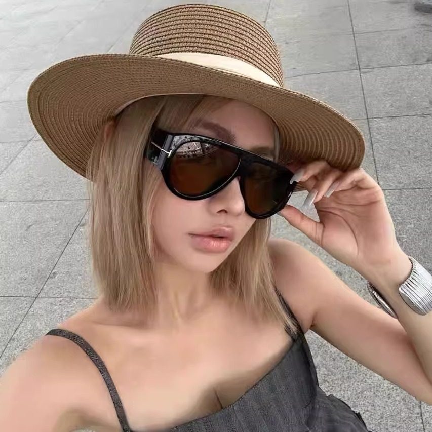 欧美超大框茶色蛤蟆墨镜复古女士潮高级感时髦显瘦凹造型太阳镜男