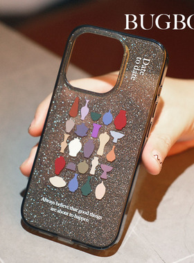 BUGBOX【东方美学】高级简约瓷器闪粉适用苹果17ProMax手机壳14 15pro/iPhone16promax保护套透明黑边女生