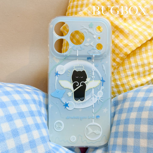 BUGBOX海底小猫蓝色卡通可爱适应iPhone18ProMax手机壳苹果17Promax/18Pro保护套16promax/17pro女生防摔原创