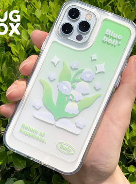BUGBOX渐变铃兰花适用iPhone14 12苹果15/13ProMax手机壳女生新款软硅胶15Pro 苹果16/16ProMax透明防摔
