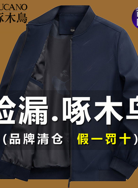 啄木鸟夹克男2025春秋新款男士休闲行政外套棒球立领中年爸爸男装