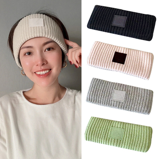 出口2024新品 潮流发箍网红发饰 笑脸羊毛发带保暖针织运动头带时尚