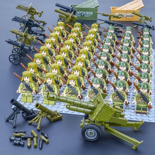 军事人仔拼装二战人偶长津湖士兵八路德军男孩子适用乐高玩具积木