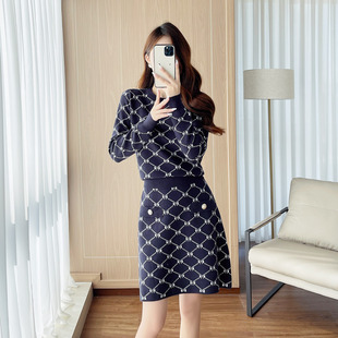 十三行女装时尚休闲套装女秋冬季新款名媛小香风针织两件套装裙子