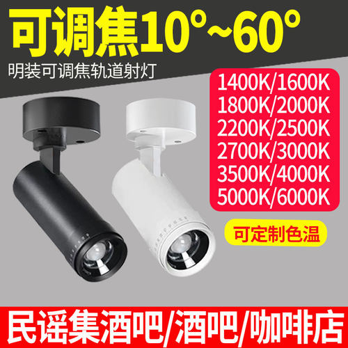 明装可变焦10°~60°轨道射灯