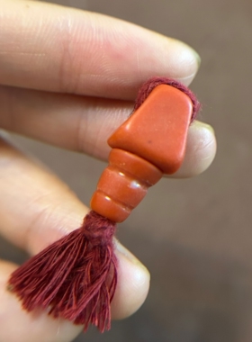 10～12mm橘红色橙色琉璃分体三通西藏式大孔道藏传文玩配饰素面压