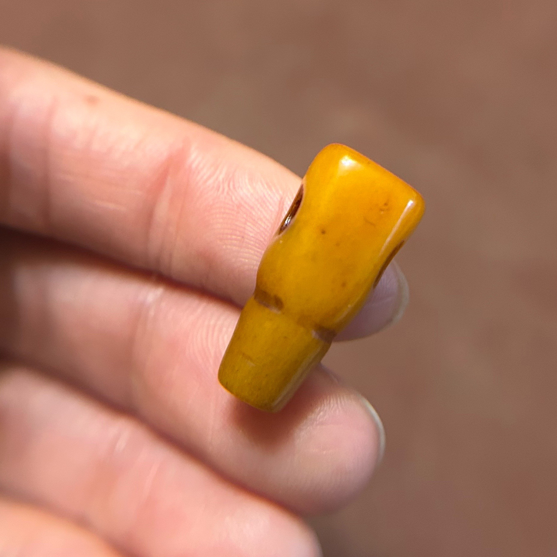 10mm藏传天然牦牛骨三通手工雕刻素面一体大孔道复古驼骨文玩佛头