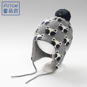 秋冬季 韩版 婴儿针织帽子宝宝可爱超萌护耳男孩儿童加绒毛线保暖帽