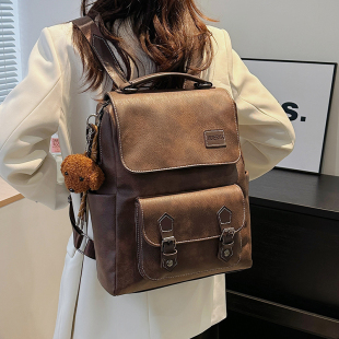 复古英伦风原创双肩包通勤电脑包学生上课大容量书包旅行防水背包