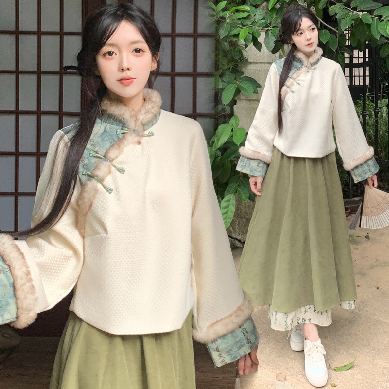 古装秋冬季加厚中国风小个子成人礼礼服古筝演出服初中生少女汉服