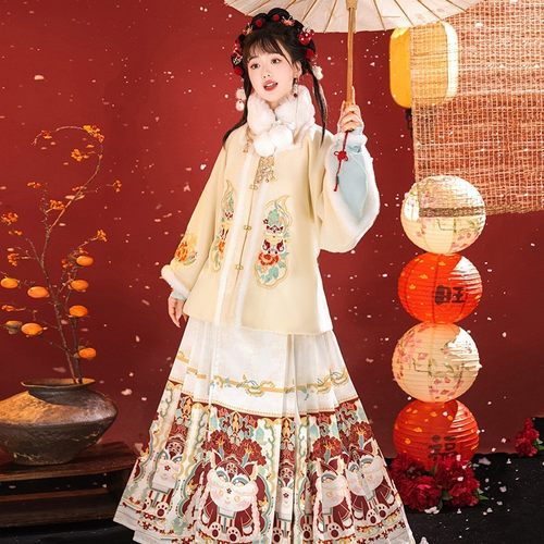 秋冬款古筝演出服初中学生女汉服