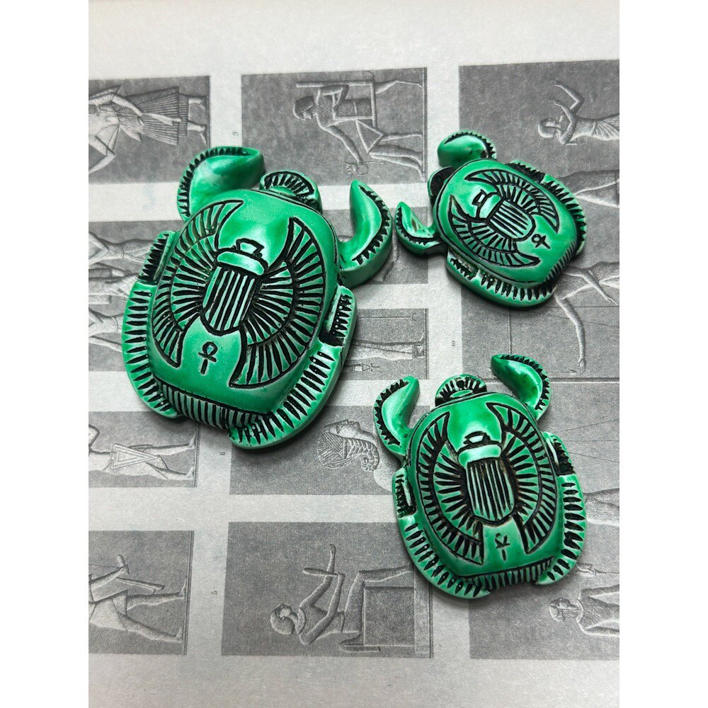 现货稀有埃及卢克索原产古埃及法老圣甲虫立体雕像摆件 3个一套售