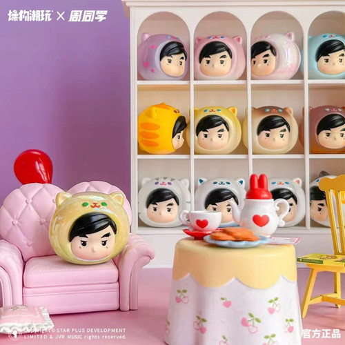 周杰伦手办潮玩周同学喵喵萌粒盲盒汽车摆件正版授权收藏送礼