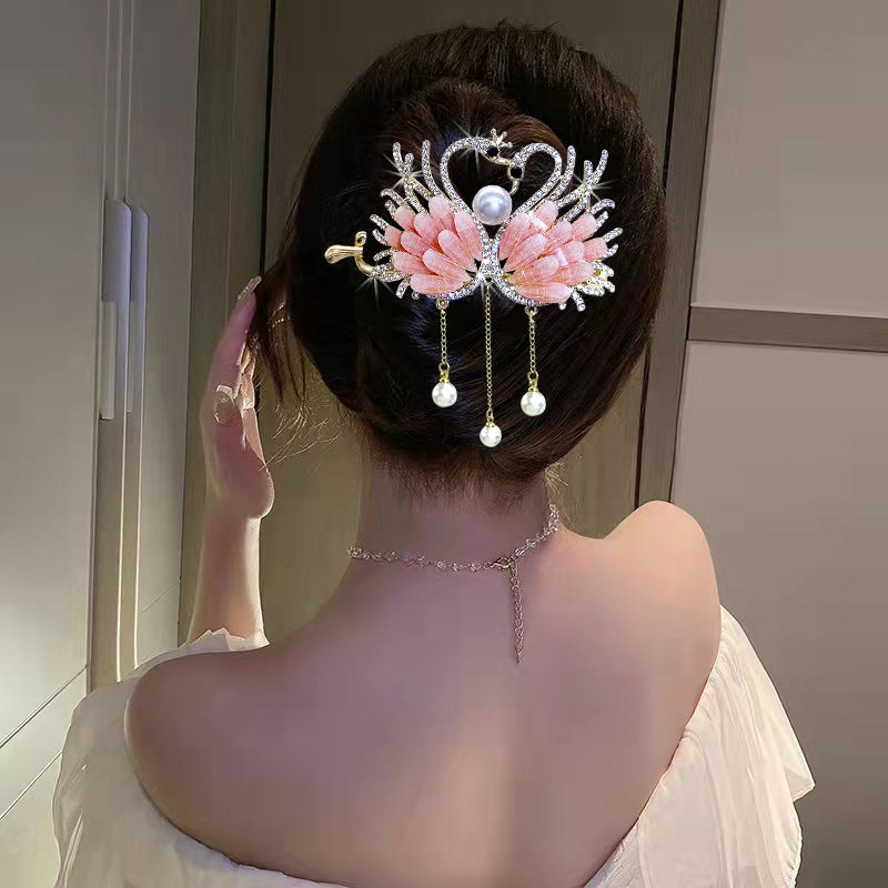 气质天鹅流苏扭扭发夹
