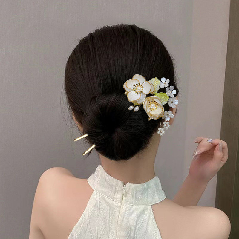 复古优雅蓝花发簪超仙