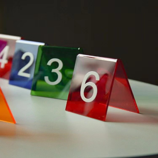 彩色亚克力桌号牌桌面号码桌牌号餐牌座位牌立牌序号数字UV叫号牌