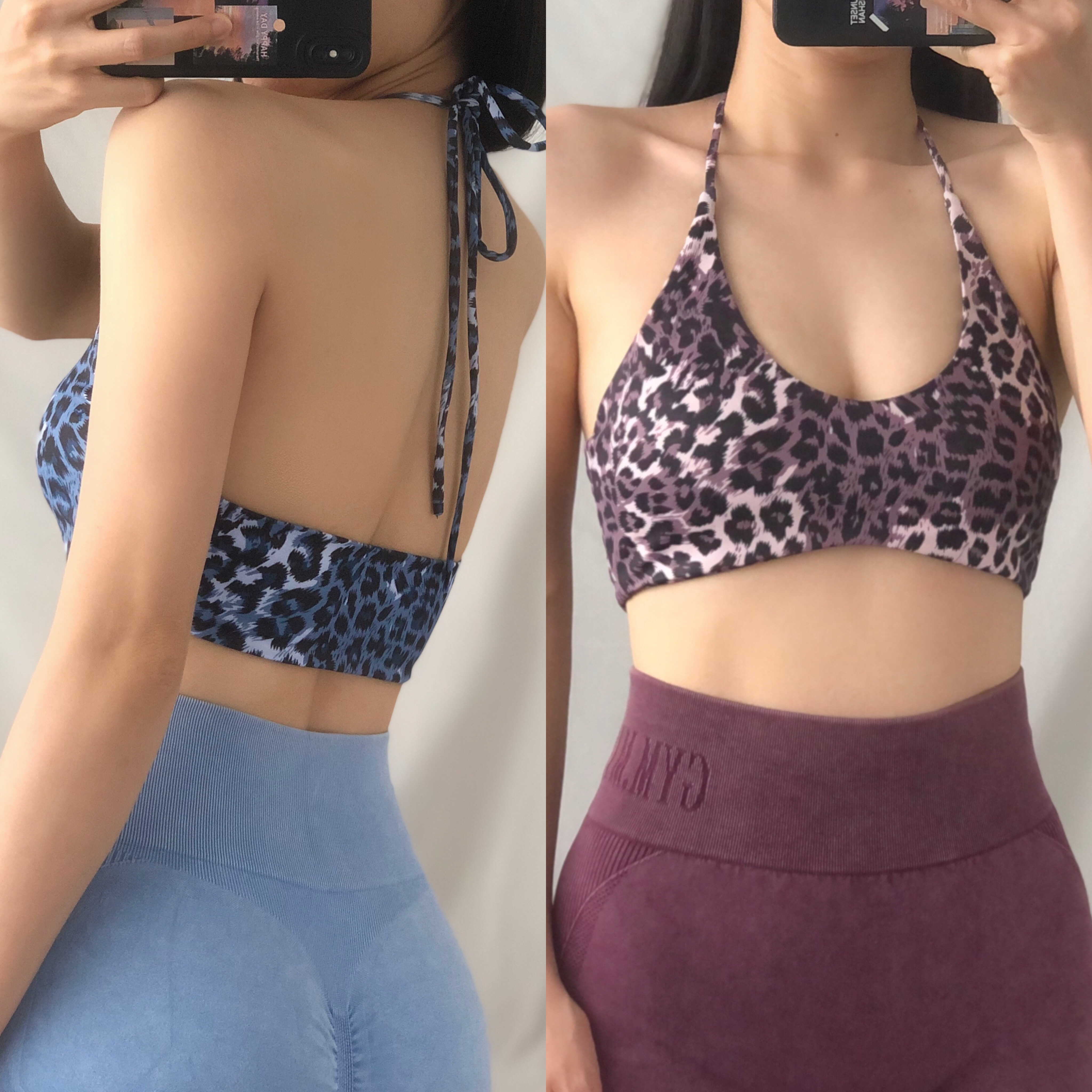 欧美豹纹挂脖小吊带有胸垫健身背心速干辣妹女运动内衣瑜伽衣新款