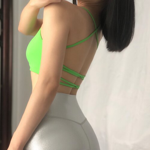 亮色带胸垫健身背心特色交叉美背