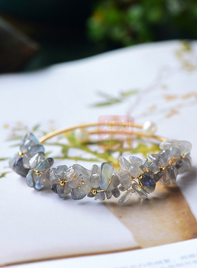 14K包金小花女式长石蓝光手镯