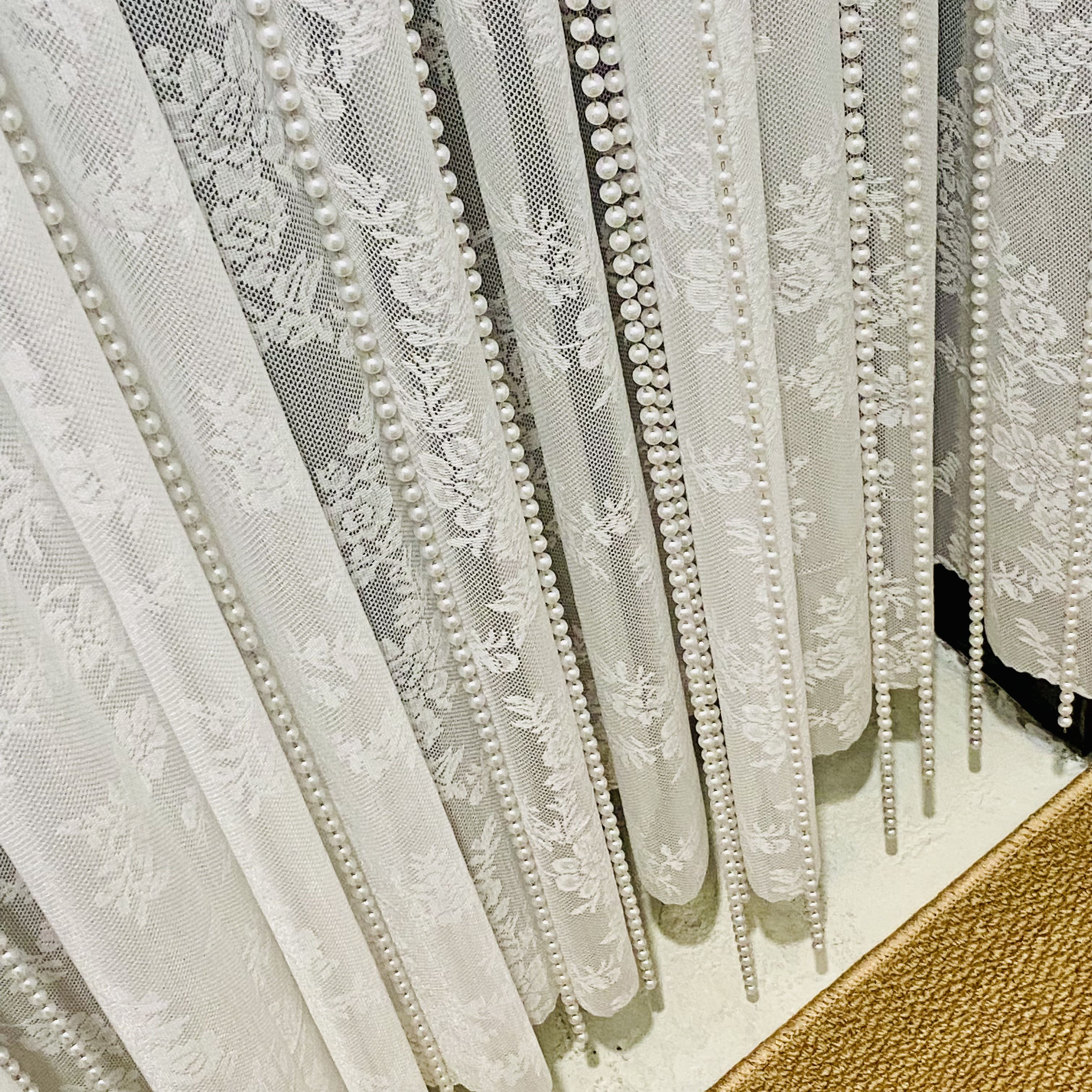 珍珠纱帘门帘隔断法式免打孔ins