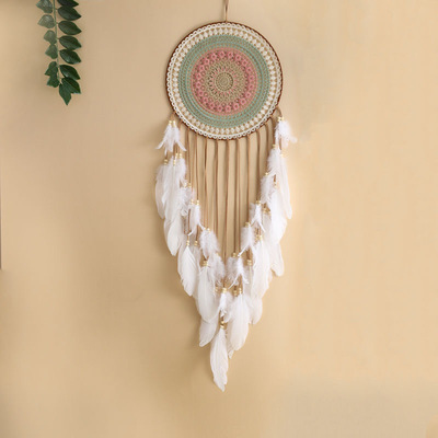 手工编织捕梦网挂饰羽毛流苏室内床头大号风铃少女心挂件礼物