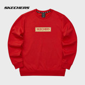 针织套头男子休闲运动圆领宽松卫衣 新款 Skechers 斯凯奇正品