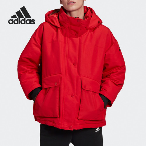 Adidas/阿迪达斯正品女子冬季户外连帽休闲运动羽绒服 GF0011