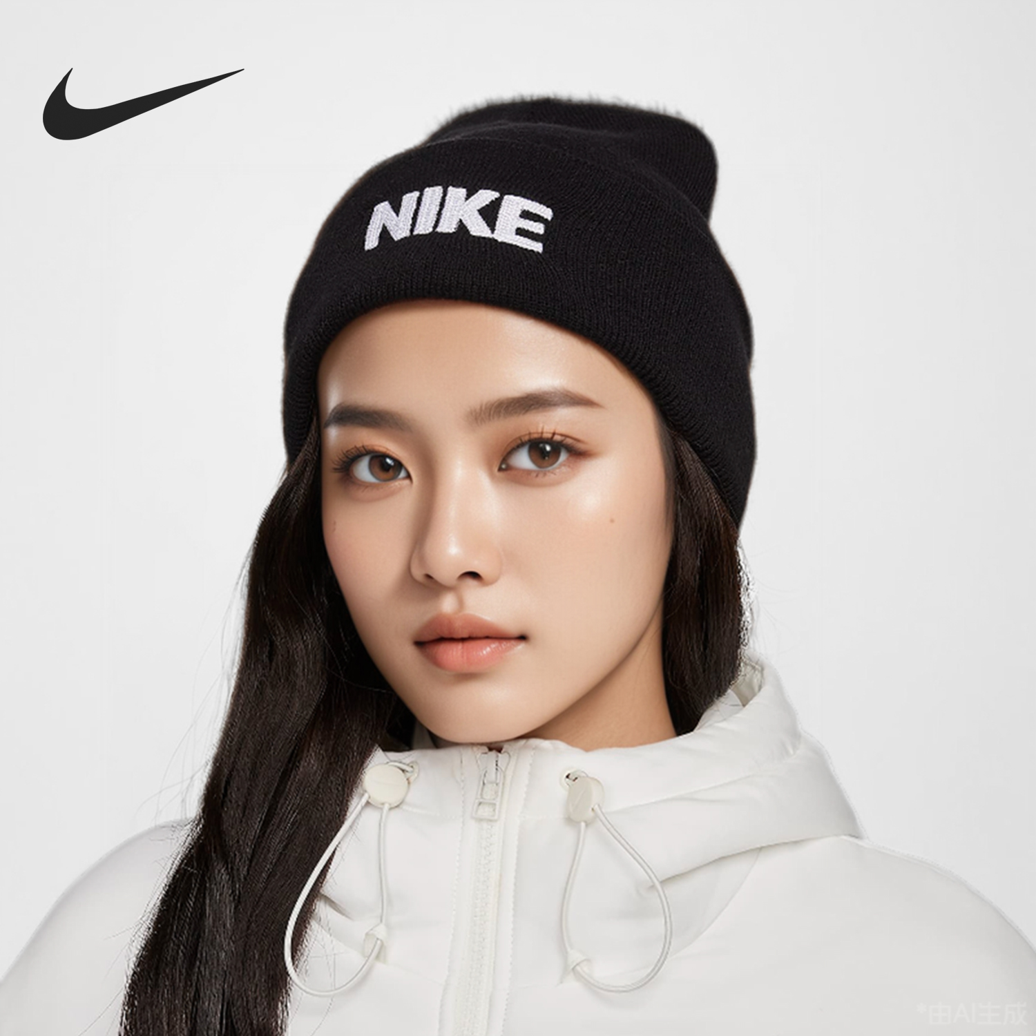 耐克男女运动休闲翻边毛线帽