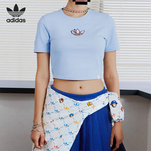 女子圆领运动短袖 三叶草夏季 T恤IP1775 阿迪达斯正品 Adidas