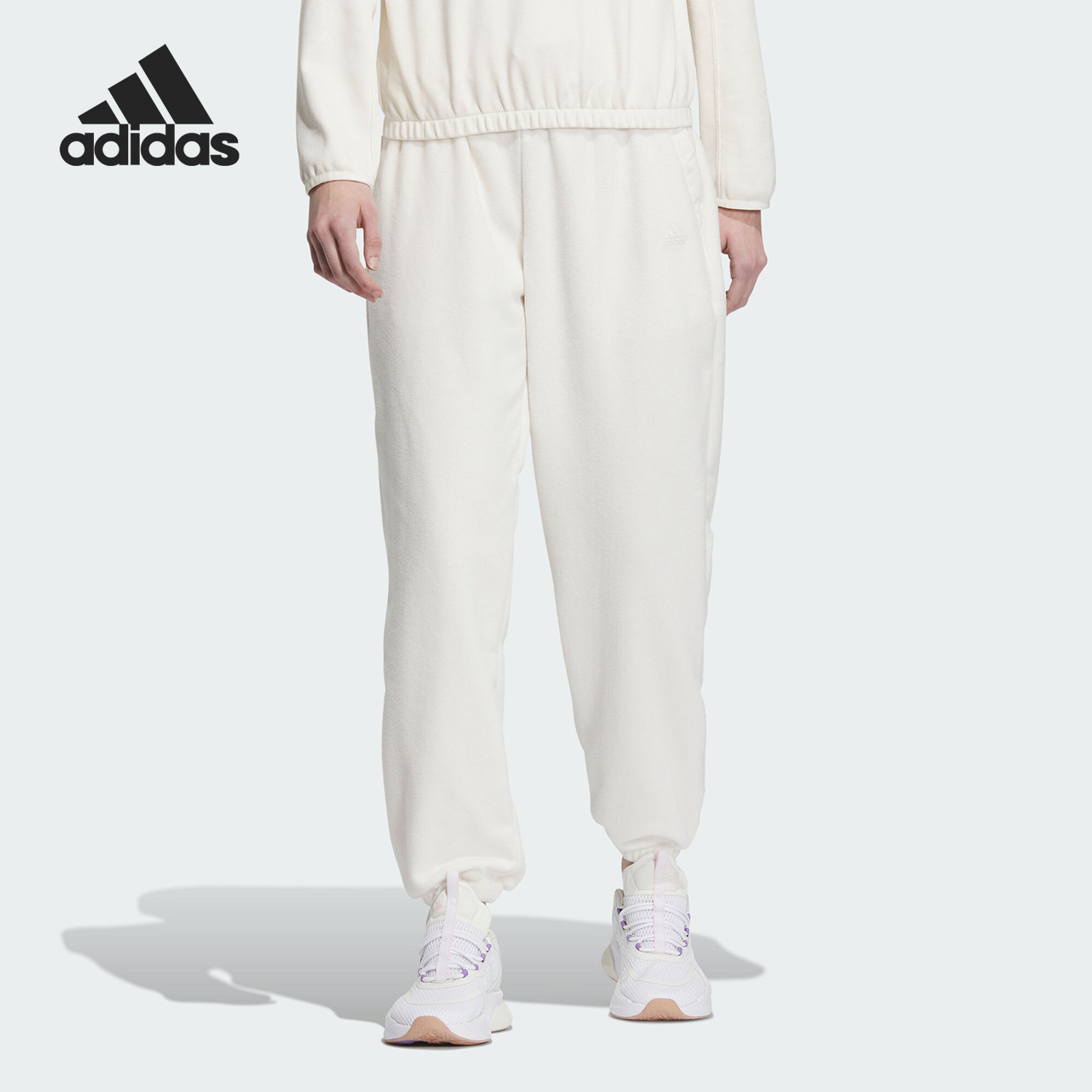 Adidas/阿迪达斯官方正品新款女士毛巾绒束脚运动休闲裤IP7040