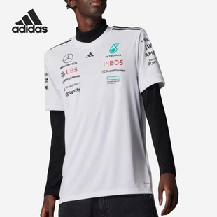 新款 男士 经典 Adidas 简约赛车短袖 夏季 时尚 T恤JX5798 阿迪达斯正品