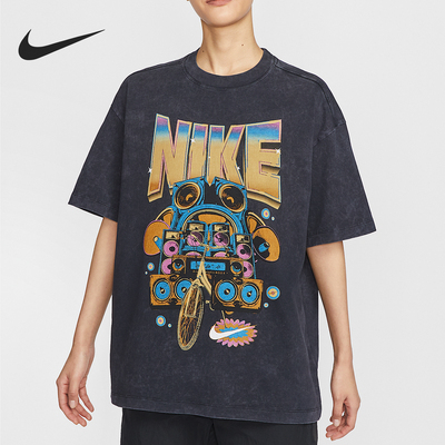 Nike/耐克正品2025夏季款女士图案经典休闲宽松短袖HF9692-010