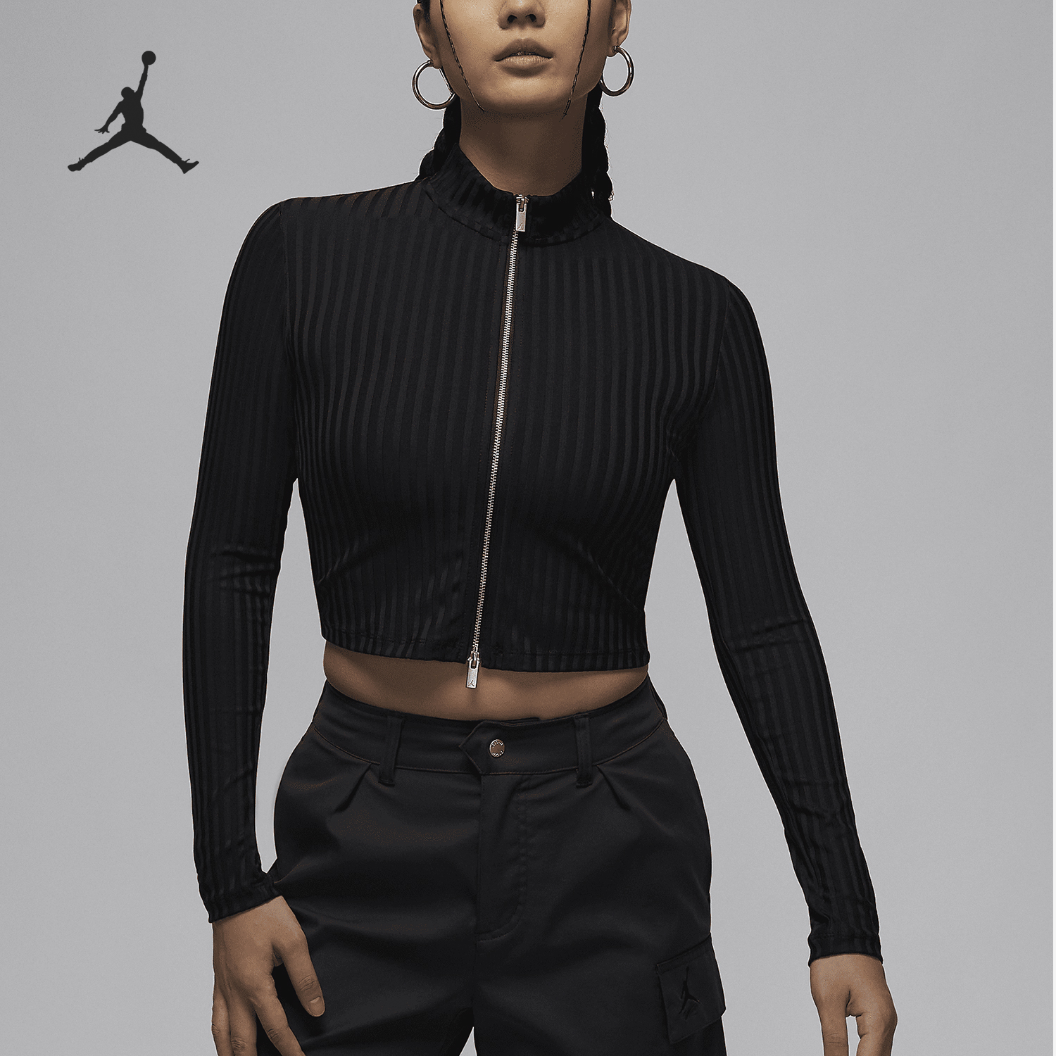 Nike/耐克正品JORDAN女士运动保暖短款立领外套FV7186-010